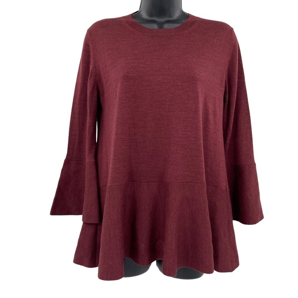 Roberto Collina wool sweater peplum bell sleeves super fine wool women's size M